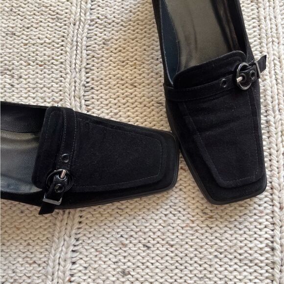 Stuart weitzman vintage black suede chunky heels with buckle strap - Picture 5 of 8